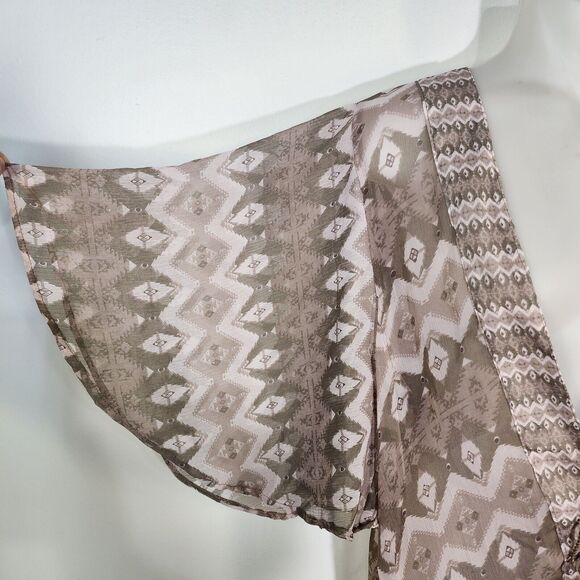 Steve Madden Womens Kimono One Size OSFM Ikat Printed Short Sleeve Clay Tassels - Picture 8 of 12